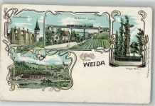 07570 O6518 Weida , Thür 1904 Lithographie Jutespinnerei Ruine der Wiedenkirche Oschütztal-Viadukt Kriegerdenkmal