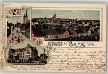 39288 O3270 Burg b Magdeburg 1901 Gebrauchsspuren Lithographie Kreishaus Breiteweg