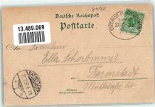 36381 W6490 Schlüchtern 1897 Gebrauchsspuren Bahnhof Gasthaus zum deutschen Kaiser Bahnpoststempel Litho