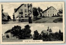 35325 W6315 Groß-Eichen - Gasthaus Faust Emailleschilder Molkerei Schule Bahnpoststempel