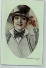 Serie 279-4 Mode Frau mit Zylinder Mauzan, A. Künstlerkarte