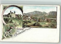 82439 W8118 Schlehdorf Lithographie Kochelsee Kloster Schlehdorf