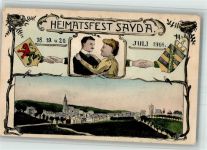 09619 O9215 Sayda 1908 BOAKC Lithographie Heimatfest Sayda 1908 Wappen