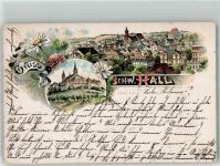 74523 W7170 Schwäbisch Hall 1896 Gebrauchsspuren Lithographie Comburg