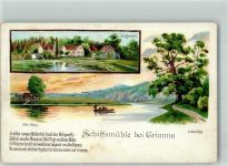 04668 O7240 Grimma Lithographie Schiffsmühle Luther Eiche Fährhaus