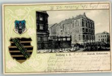 09599 O9200 Freiberg , Sachs 1910 Prägedruck Deutsche Gewerbeschule Wappen Passepartout