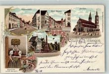78048 W7730 Villingen -Schwenningen 1899 Lithographie St. Georgener Volkstracht Brauttracht Post Bickenstraße Obere Straße Münster