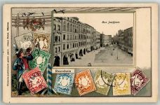 83022 W8200 Rosenheim , Oberbay Prägedruck Max-Josefsplatz Postbote Posthorn Briefmarkenabbildungen Passepartout Verlag Ottmar Zieher-München