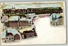 38895 O3722 Derenburg Lithographie Krankenhaus Rathaus Post Kirche