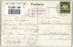 87435 W8960 Mariaberg , Allgäu 1908 Künstlerkarte Posthilfstelle Mariaberg Hotel-Garten Kapelle