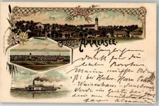 86919 W8919 Utting a. Ammersee 1897 Lithographie Dampfer Gisela Ammersee
