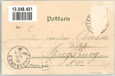 89257 W7918 Illertissen 1898 Gebrauchsspuren Lithographie Rathaus Ev. Kirche Bahnhof Schloß Illertissen Kath. Kirche Stauchung