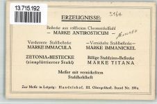 52388 W5164 Eschweiler über Feld BOAKC Lithographie Besteckfabrik Carl Zeyen & Co. Vertreteranzeige