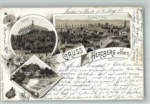 37412 W3420 Herzberg am Harz 1899 BOAKC Vorläufer Druck um 1890 Hotel Schirmer Wasserfall Schloß Herzberg Schmetterling