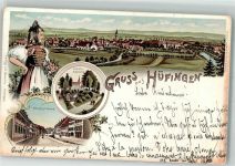 78183 W7713 Hüfingen 1897 Lithographie Volkstracht Hauptstraße Loreto-Kapelle