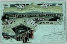 77767 W7604 Appenweier 1900 Lithographie Bahnhof