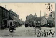 66111 W6600 Dudweiler , Saar 1908 - Provinzialstraße am Markt Straßenbahn Kinder