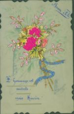Karte aus Plastik Blumen aus echter Seide Glimmer Besonderes Material