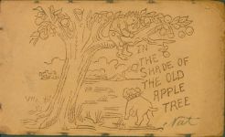 In the shade of the old apple tree Lederkarte AK aus Leder