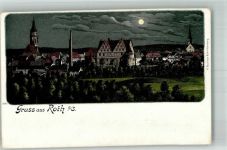 97708 W8733 Roth a d Saale Lithographie / Mondschein Roth an der Saale