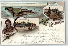 27498 W2192 Helgoland 1898 Lithographie Steilküste Helgoländer Tracht Conversationshaus Lästerallee