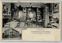 06749 O4400 Bitterfeld 1912 Foto AK Cafe-Konditorei Merkur Gaststube Kachelofen