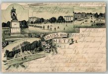 57000 Metz 1901 Lithographie Kaiser Wilhelm Kaserne u. Platz Esplande mit Justizpalast