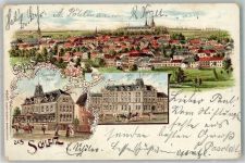 07907 O6550 Schleiz 1900 Lithographie Hotel Bayrischer Hof Bahnhofs.Hotel