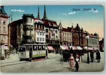 Zagreb 1918 - Jelacicev trg Straßenbahn Litfaßsäule