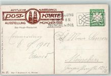 W8000 München Ausstellung 1908 Haupt-Restaurant Nr 27 sign Claus Bergen Privatganzsache Künstlerkarte