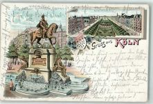 50667 W5000 Köln Kaiser-Wilhelm-Ring 1898 Lithographie Reiterstandbild Kaiser Wilhelm-Denkmal Kaiser Wilhelm-Ring