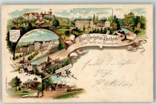 48455 W4444 Bad Bentheim 1902 Lithographie Hotel Bellevue Kurhaus Schloss Bentheim Bahnhof