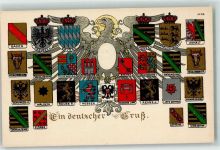 Verlag Bruno Bürger u. Ottillie Nr. 3705 Deutscher Gruß Wappen Prägedruck