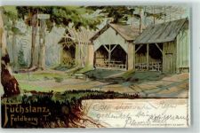 61389 W6384 Feldberg , Taunus 1900 Lithographie Fuchstanz Holzhütten