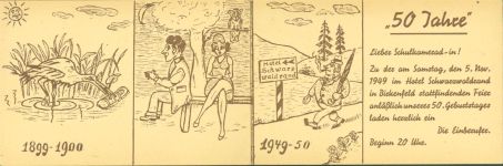 W7534 Birkenfeld , Württ Geburtstag Klappkarte Storch Hotel Schwarzwaldrand Eule Klapp AK