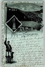 W6900 Heidelberg , Neckar Gruss aus Student Gruss aus bei Nacht 1898 Lithographie / Mondschein