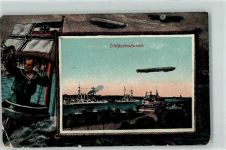 W2940 Wilhelmshaven Zeppelin und Marine Schiffspost Marine WK II 1916 Gebrauchsspuren