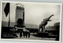 Kinshasa Léopoldville 1935 Foto AK Ausstellung Brüssel 1935 Pavillon Kongo Elefant
