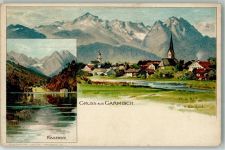 82467 W8100 Garmisch Lithographie / Künstlerkarte sign H. Deuchert Rissersee Veltens Künstlerpostkarte Nr 232