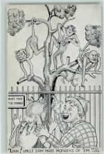 Karikatur Affen auf Bäume Slam the axis Hitler Moussolini Japaner Antipropaganda WK II