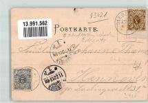 37412 W3429 Sieber 1901 Gebrauchsspuren Lithographie Hotel zum Pass Villa Bethmann Oberflächenschaden Bildseite