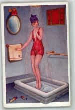 Erotik unter der Dusche Paris Serie Nr. 148 Cabinet de Toilette Sager, Xavier Künstlerkarte
