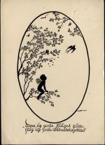 Elfe, Schwalbe, Spruch, Künstler-AK AKU2 Kind 1937