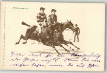 Verlag Ackermann Nr. 13 Willkommen + Adelskorrespondenz Pferderennen 1898 Künstlerkarte