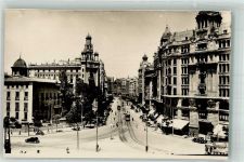 Valencia Foto AK Avenue Calvo Sotelo Auto Straßenbahn Geschäft