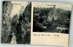 68480 Ferrette Pfirt Foto AK Elsass Erdwibeleschlucht Löchlesteinfelsen
