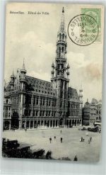 Brüssel Bruxelles 1911 Foto AK Rathaus Marke bildseitig