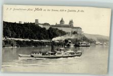 3390 Melk 1915 Foto AK Kirche Stift Benediktiner Abtei Dampfschiff