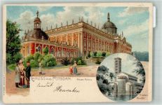 14467 O1510 Potsdam 1901 Gebrauchsspuren Lithographie Neues Palais Friedenskirche