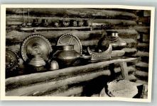 88690 W7772 Unteruhldingen , Bodensee Foto AK Töpferei im Pfahldorf der Bronzezeit im Freilichtmuseum Fotograf Hans Reinerth